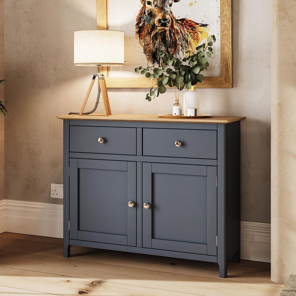 FWStyle Taberno 2 Drawer 2 Door Graphite Blue and Oak Sideboard Image 8