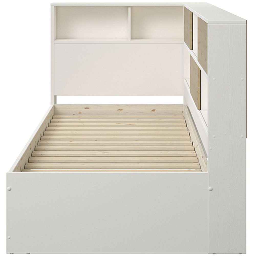 Noomi Jorgi Single White and Oak Corner Bed Frame with Storage Image 4