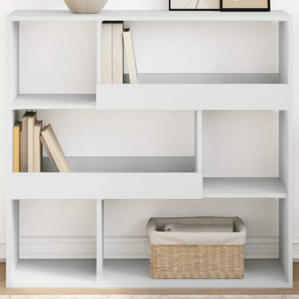vidaXL 6 Shelf White Bookcase Image 1