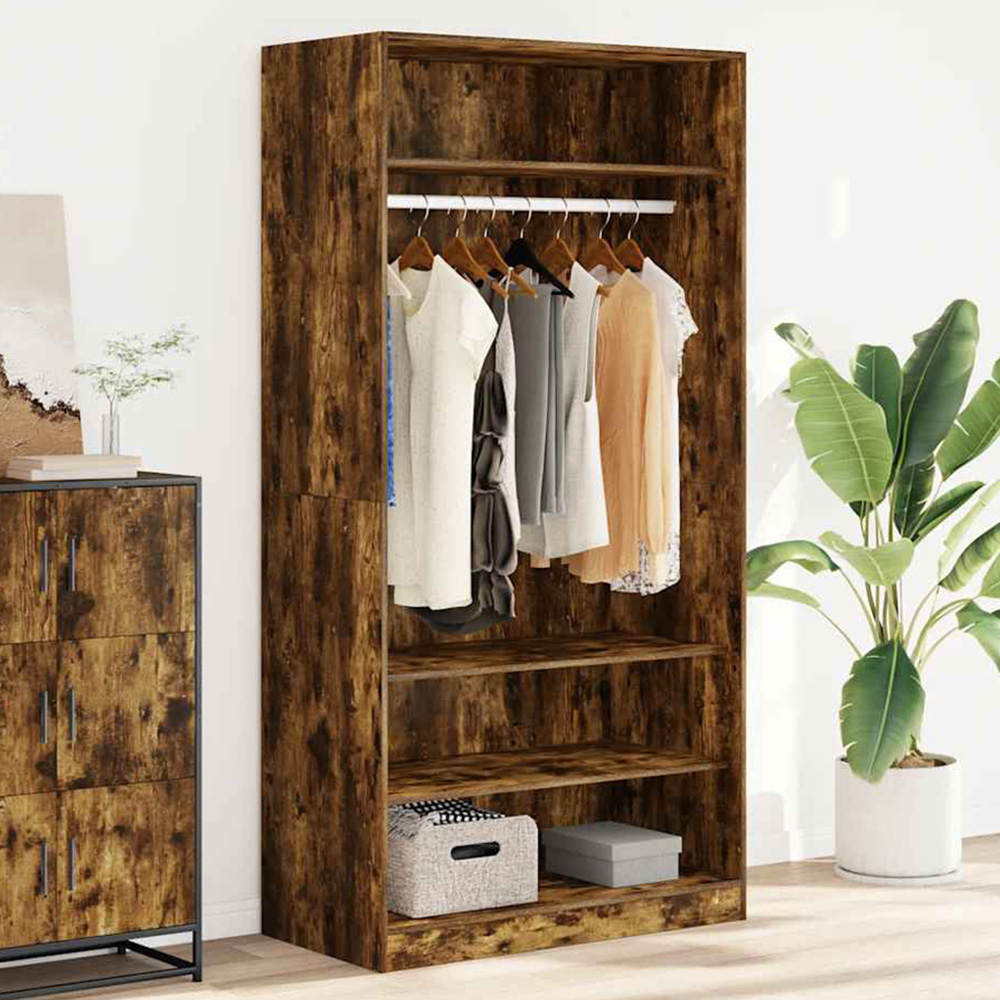 vidaXL 4 Shelf Brown Engineered Wood Open Wardrobe Image 1