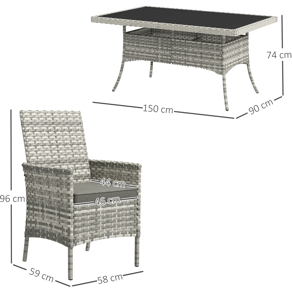 Outsunny 6 Seater Mixed Grey Rattan Garden Dining Set with Cushions Image 9