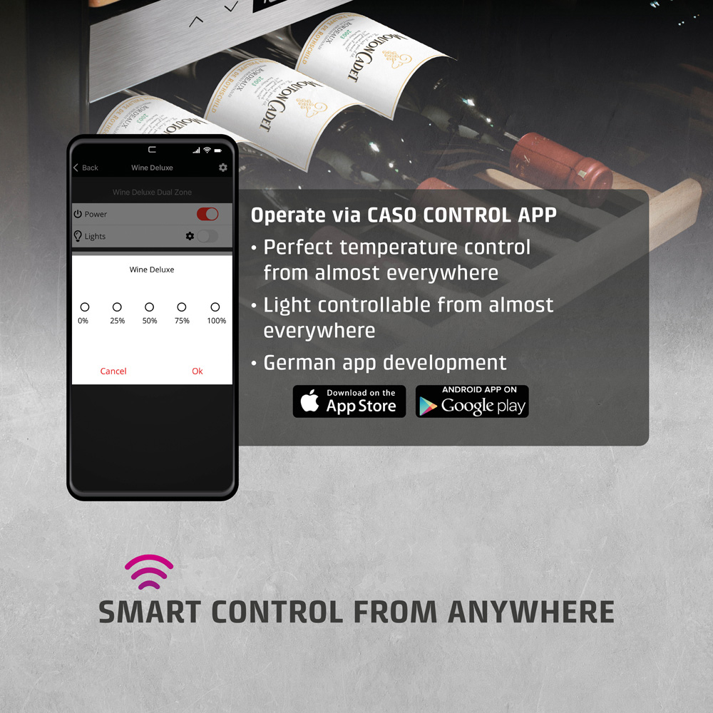 CASO Design WineExclusive 721 Black 38 Bottle Smart Wine Cooler Fridge Image 8