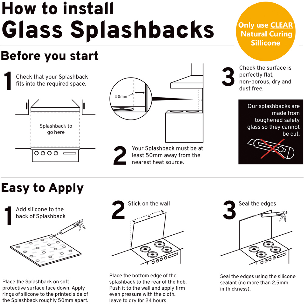 Warren Reed Designer Elena Sable 00025 Glass Kitchen Splashback 65 x 60cm Image 3