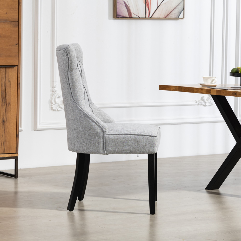 Artemis Home Lurano Set of 2 Light Grey Fabric Dining Chair Image 3