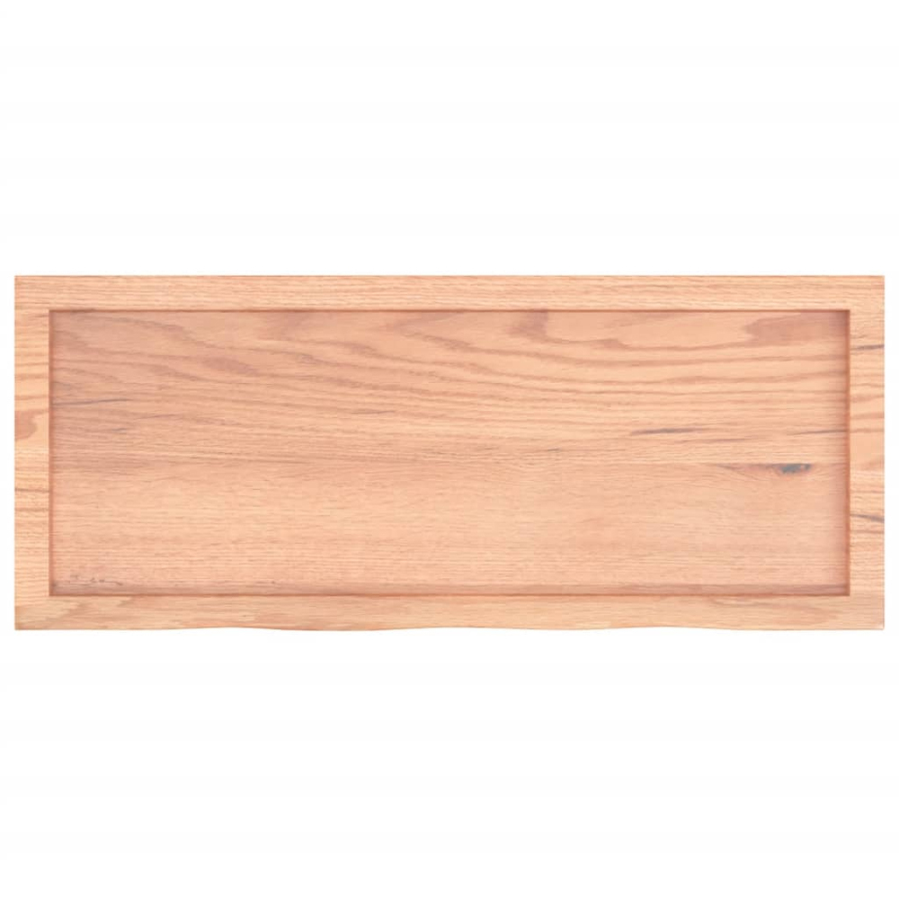 vidaXL 100 x 40 x 4cm Light Brown Treated Solid Wood Oak Wall Shelf Image 4