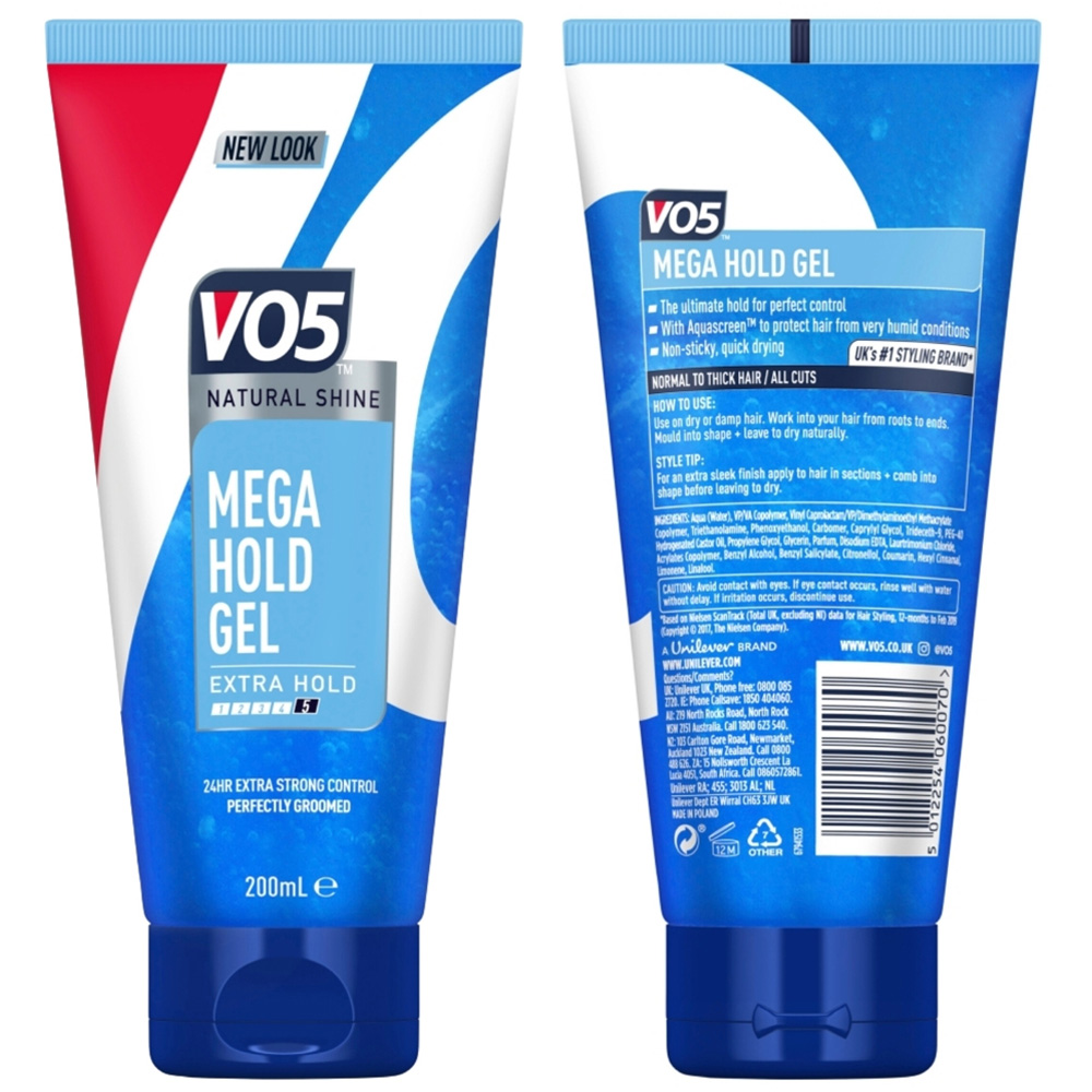 VO5 Natural Shine 72H Slick Styles Long-Lasting Weatherproof Mega Hold Hair Gel 200ml 3 Pack Image 4