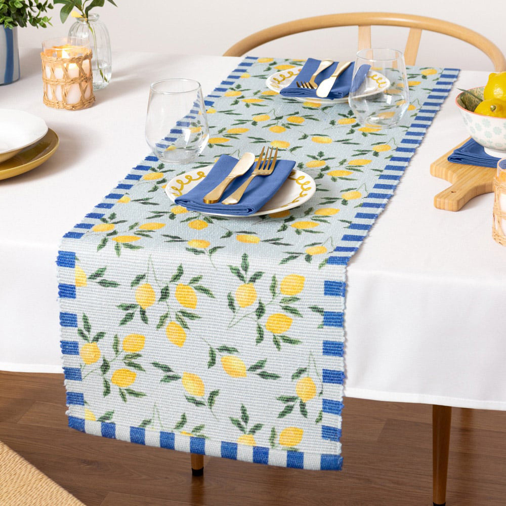furn. Lemons Blue Table Runner 230 x 35cm Image 2