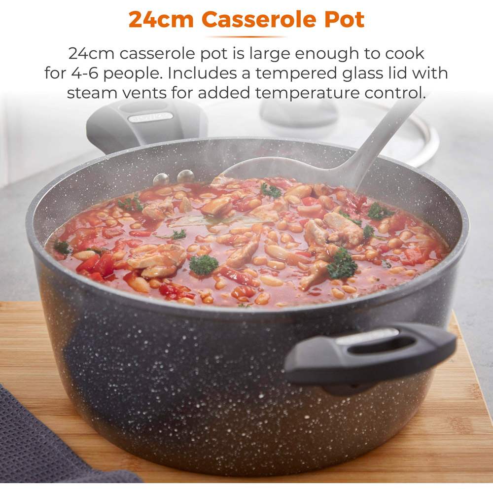 Tower 24cm Forged Aluminium Non-Stick Casserole Dish with Glass Lid Image 4