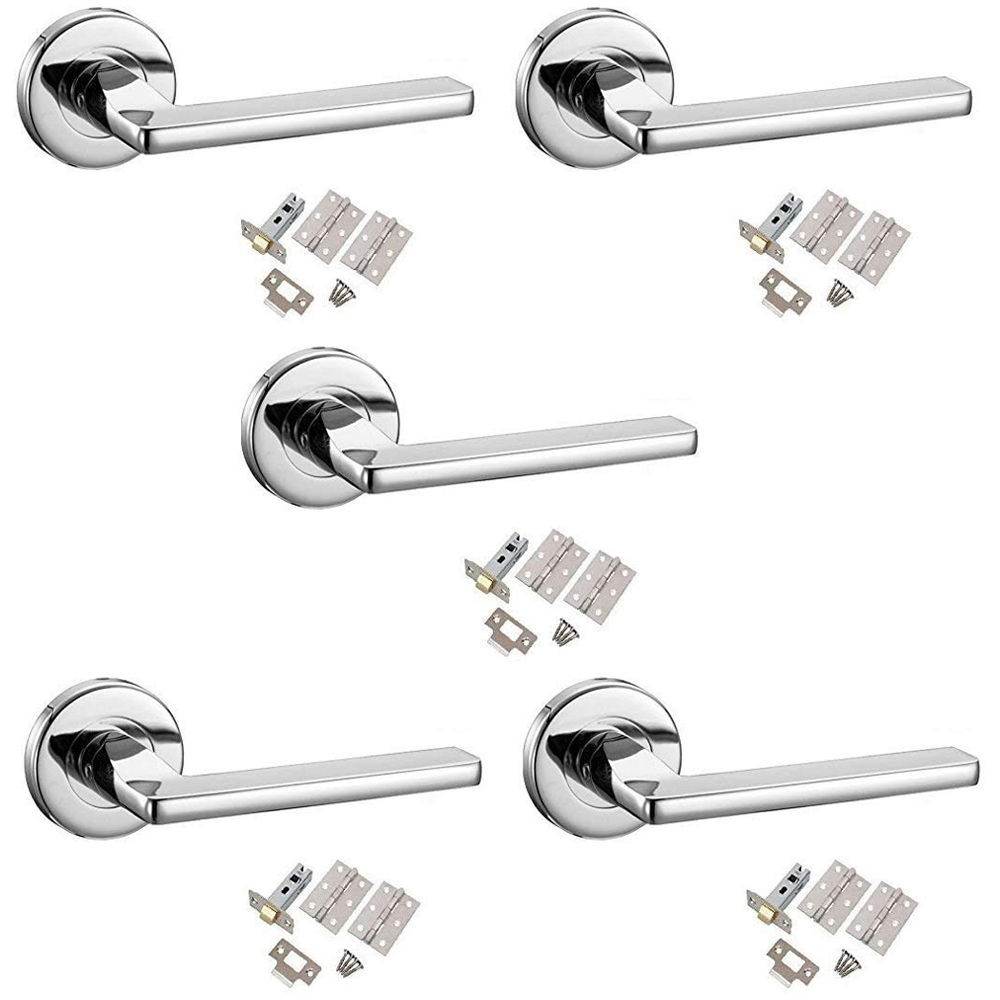 Golden Grace Polished Chrome Leon Door Handle Set Image 1