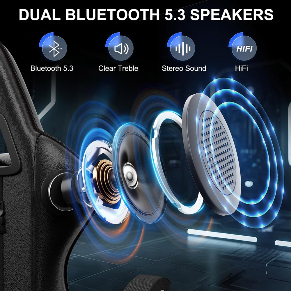 Rattrix Black Ergonomic High Back Gaming Chair with Bluetooth 5.3 Stereo Speakers Image 4
