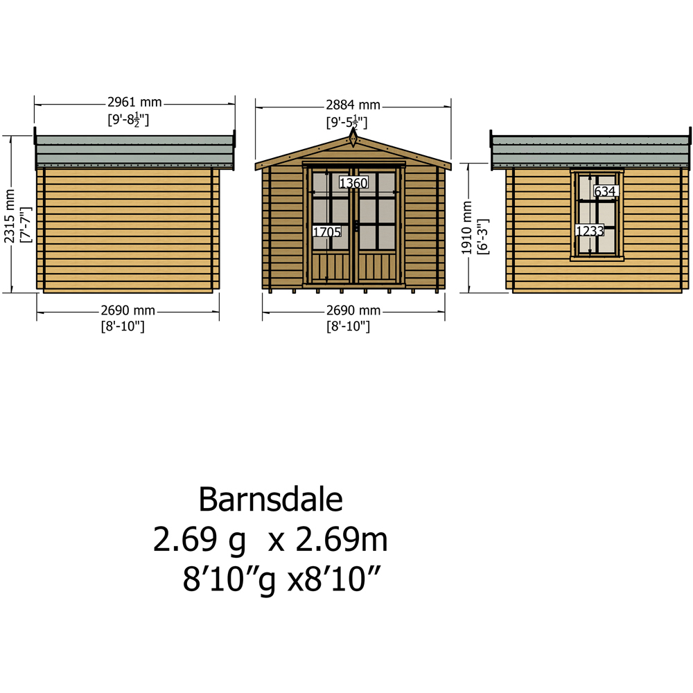 Shire Barnsdale 9 x 9ft Double Door Log Cabin Image 9
