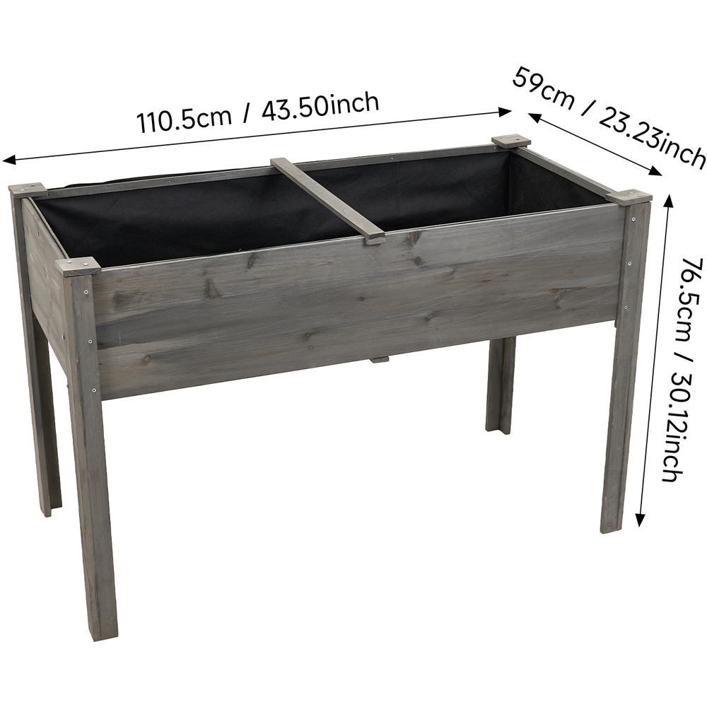 Living and Home Grey Elevated Fir Wood Garden Bed with Drainage Holes Image 8