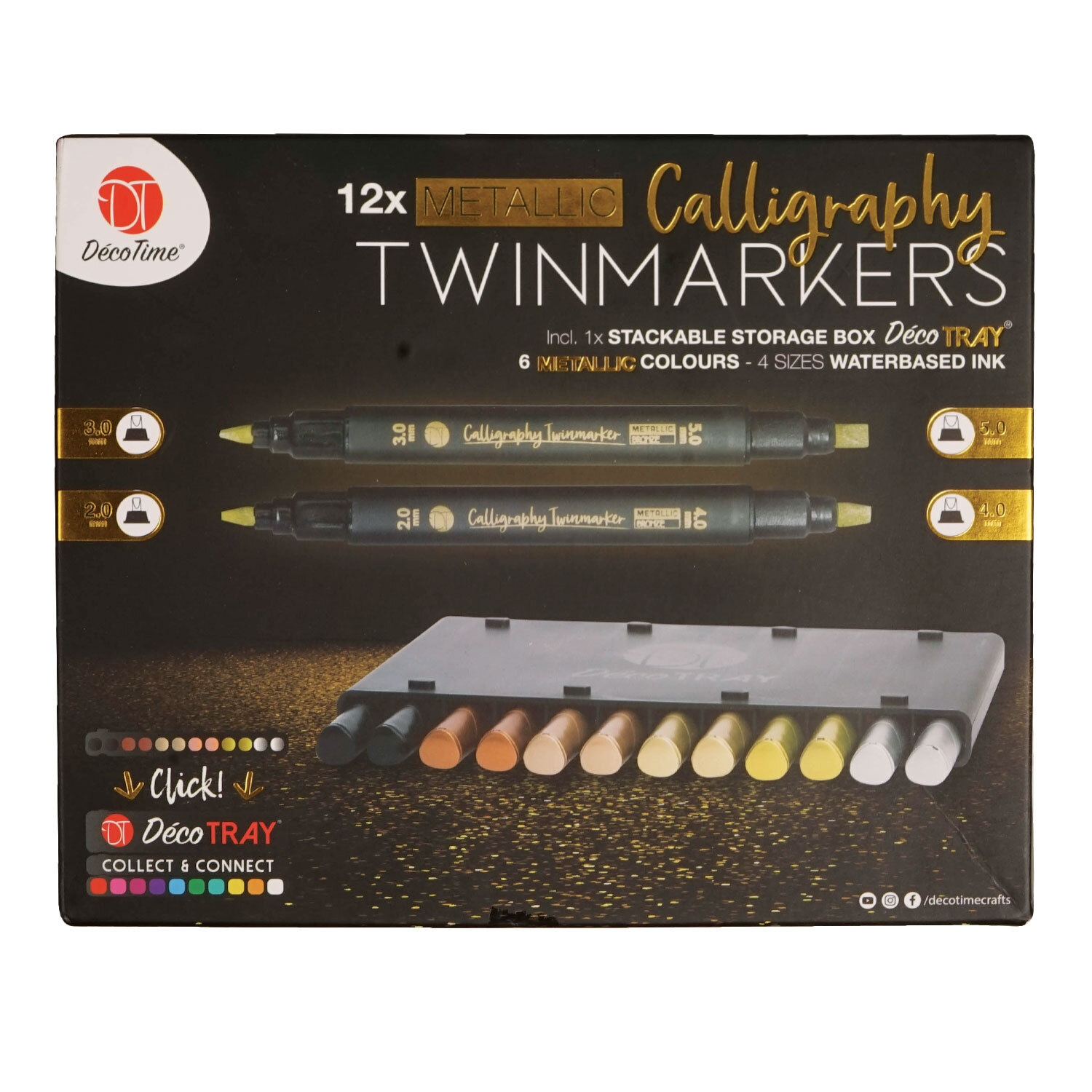 DecoTime Calligraphy Metallic Twin Marker Pen 12 Pack Image