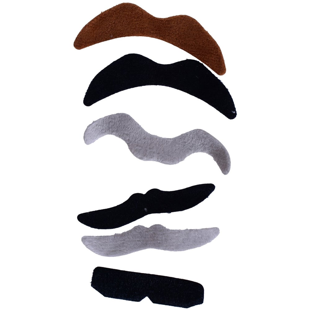 Set of 6 Fake Moustaches - Black, Brown and Grey Image 4