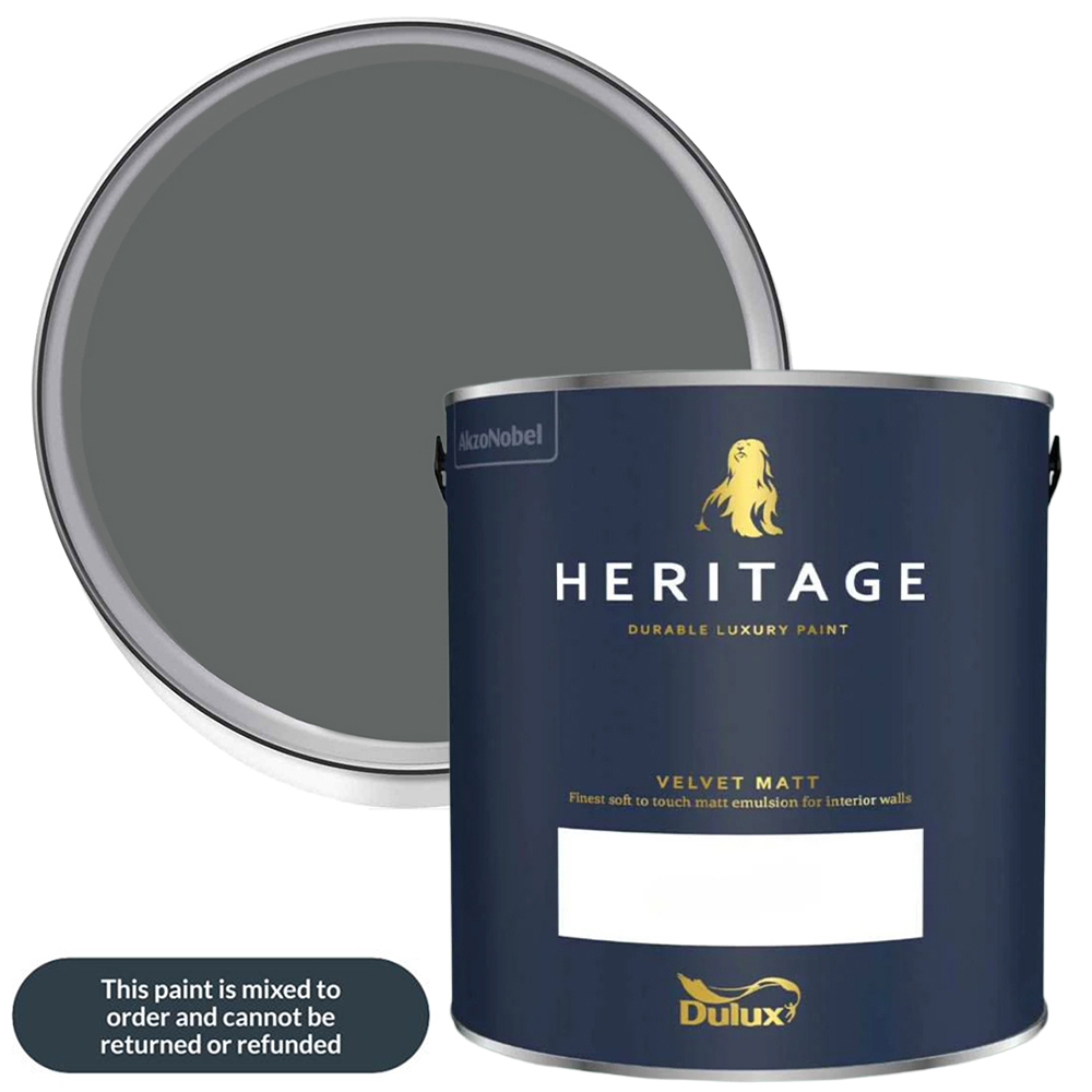 Dulux Heritage Walls and Ceilings Forest Grey Velvet Matt Emulsion Paint 1L Image 1