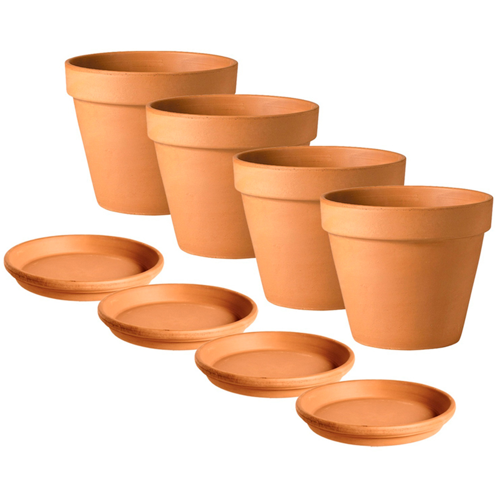 APTA Verona Plant Pot with Saucer 13cm 4 Pack Image