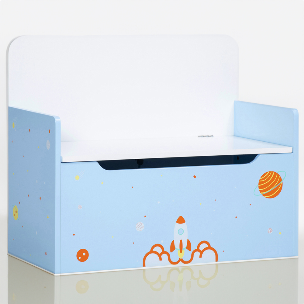 ZONEKIZ Kids 2 in 1 Blue Storage Bench Image 1