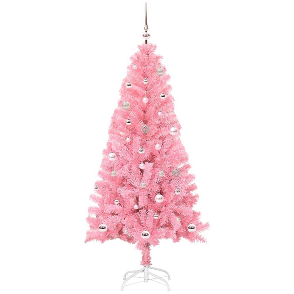 vidaXL Pre-Lit Pink Baubles Pink Artificial Christmas Tree 5ft Image 4