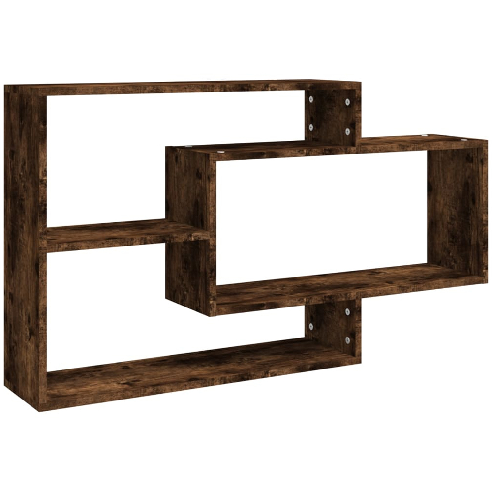 vidaXL 3 Compartment Smoked Oak Wall Shelf Image 1