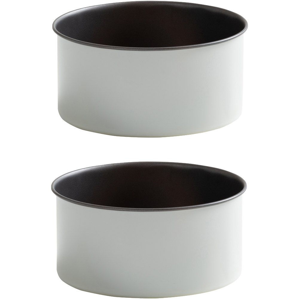 Wham PushPan 18cm Set of 2 Light Grey and Pewter Deep Tin Image 1