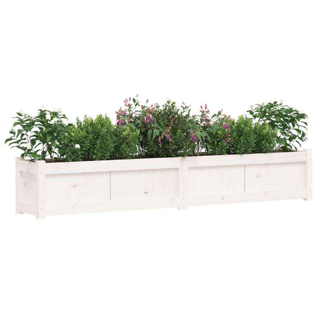 vidaXL White Solid Pine Wood Garden Planter 181 x 31 x 31cm 2 Pack Image 2