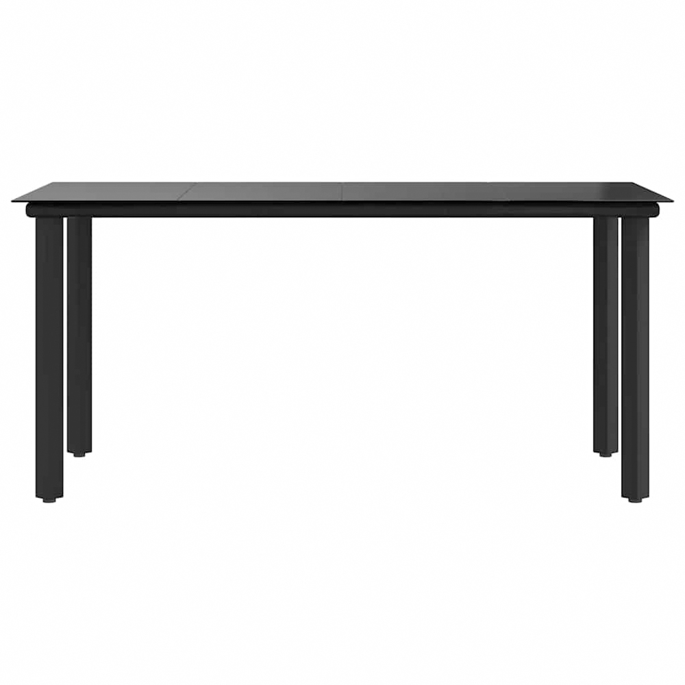 vidaXL 6 Seater Black Steel and Tempered Glass Dining Table Image 6