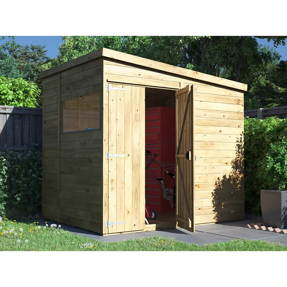Dunster House Overlord 8 x 6ft Modular Brown Superfelt Pent Bike Shed Image 2