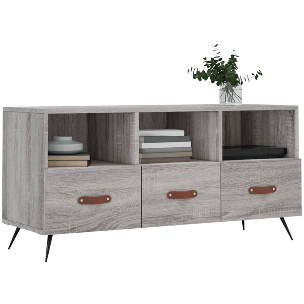 vidaXL 3 Drawer 3 Shelf Grey Sonoma TV Cabinet Image 3