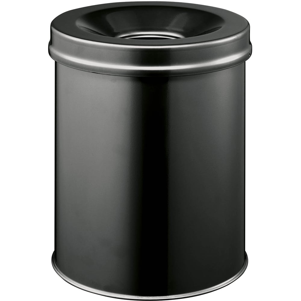 Durable SAFE+ Black Fire Extinguishing Metal Waste Bin 15L Image 1
