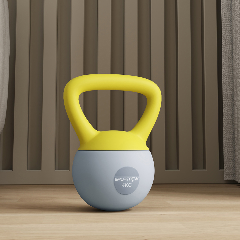 SPORTNOW Yellow and Grey Kettlebell 4kg Image 3