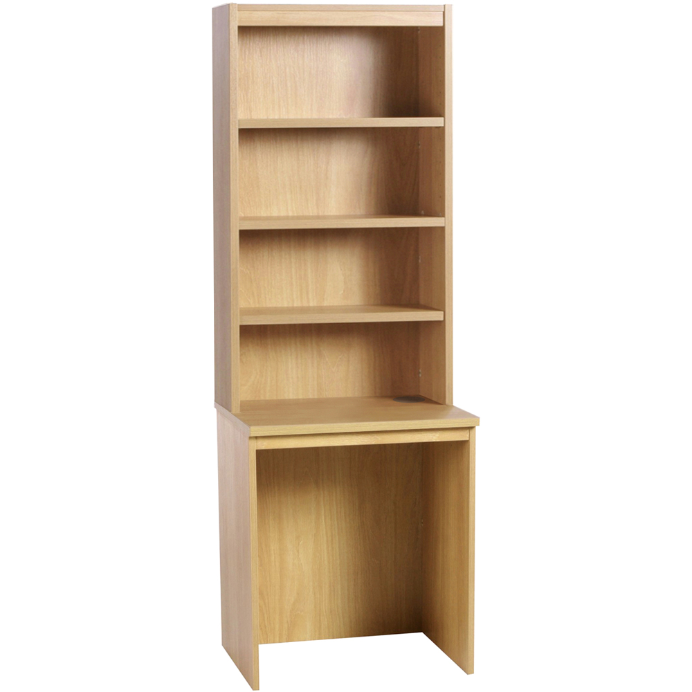 R White Cabinets 4 Shelf Small Laptop Desk with Hutch Brown Image 2