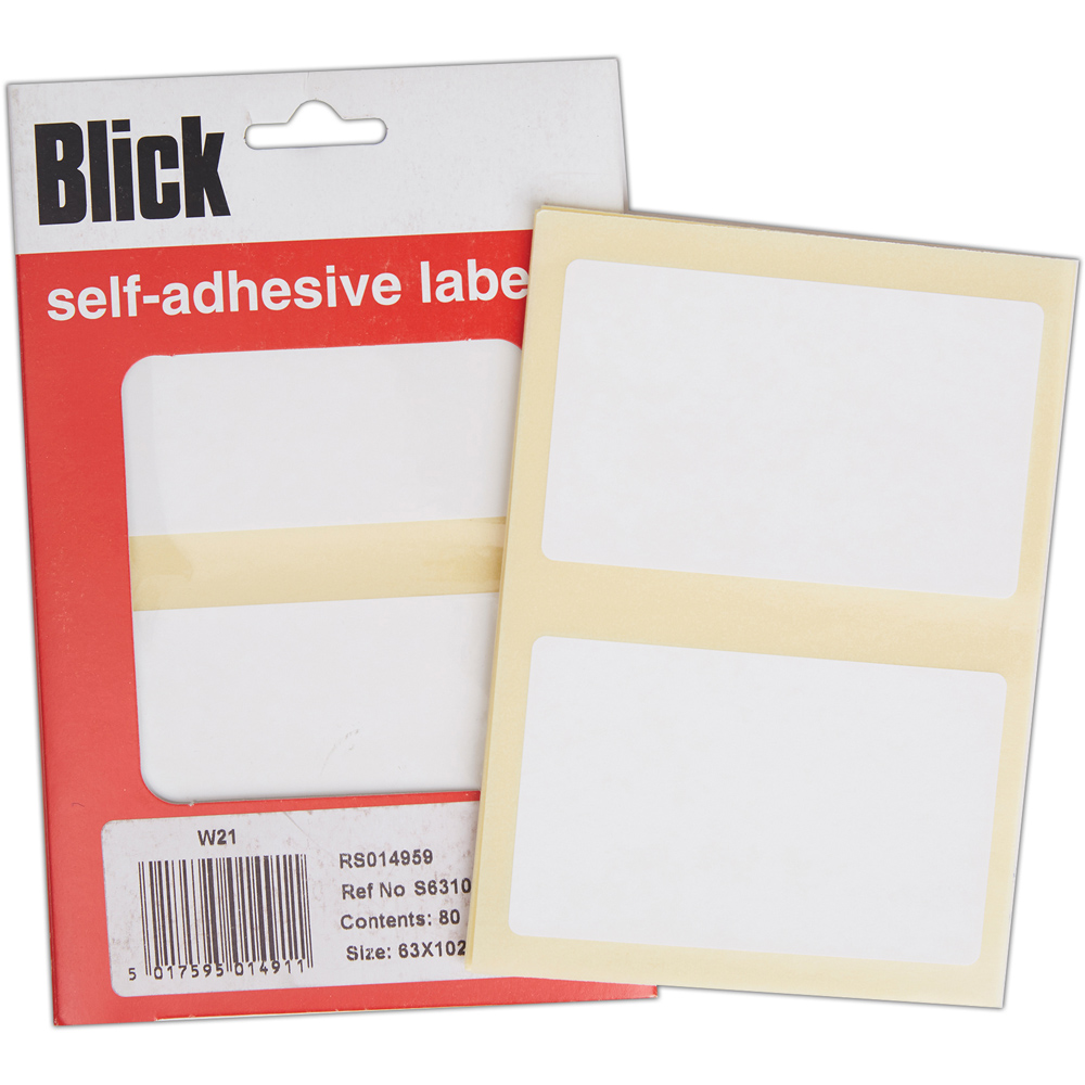 Blick White Rectangular Self Adhesive Office Label 63 x 102mm 80 Pack Image 4