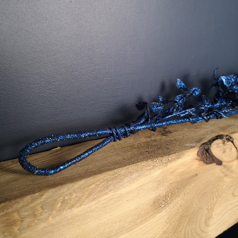 Samuel Alexander Midnight Blue Glitter Leaf Christmas Garland 150cm Image 3