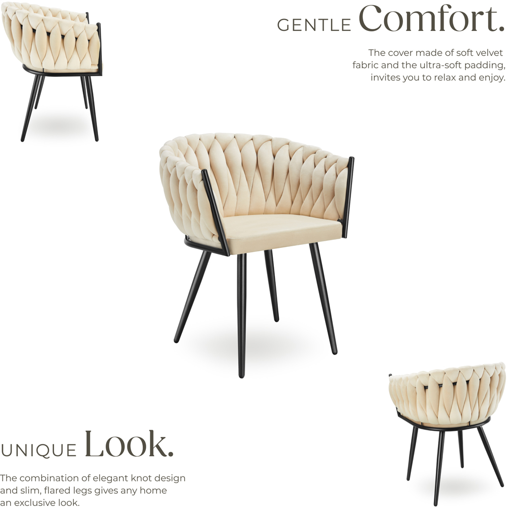 Tectake Astano Set of 4 Sand Dining Chair Image 8