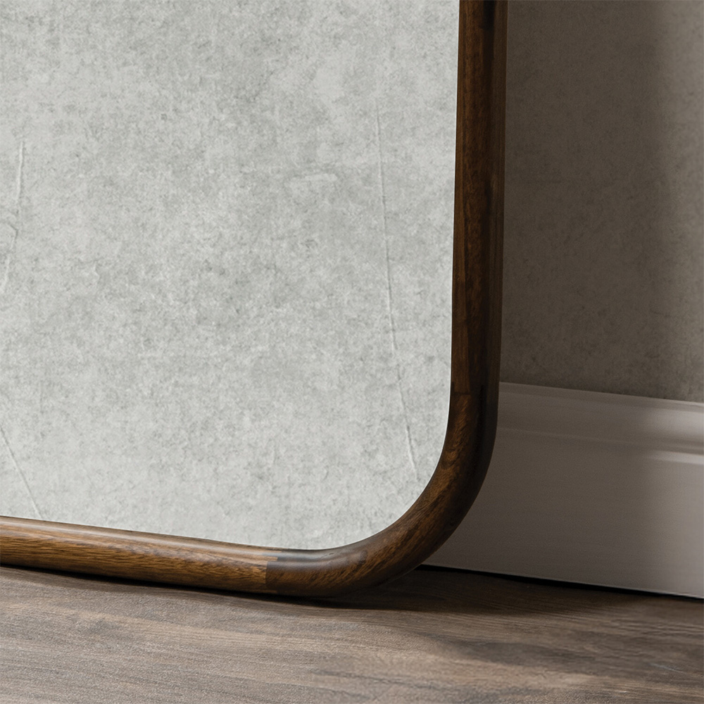 Dark Wood Round Edge Arch Mirror Brown Image 4