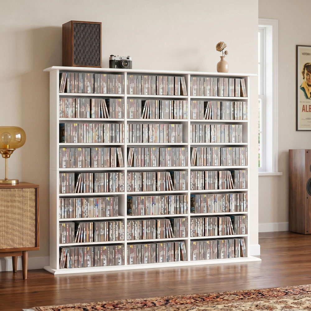 HOMCOM 24 Shelf White DVD Storage Unit Image 2