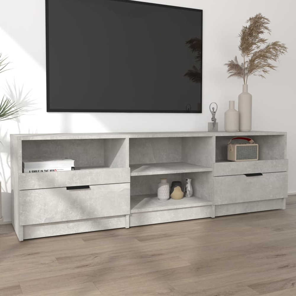 vidaXL 2 Drawer 4 Shelf Concrete Grey TV Cabinet Image 1