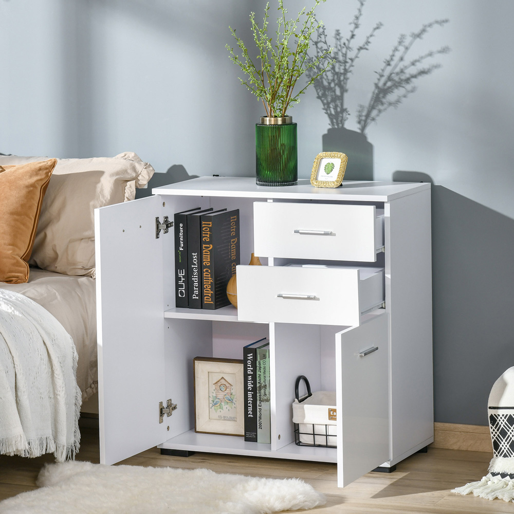 Portland 2 Door 2 Drawer White High Gloss Side Cabinet Image 4