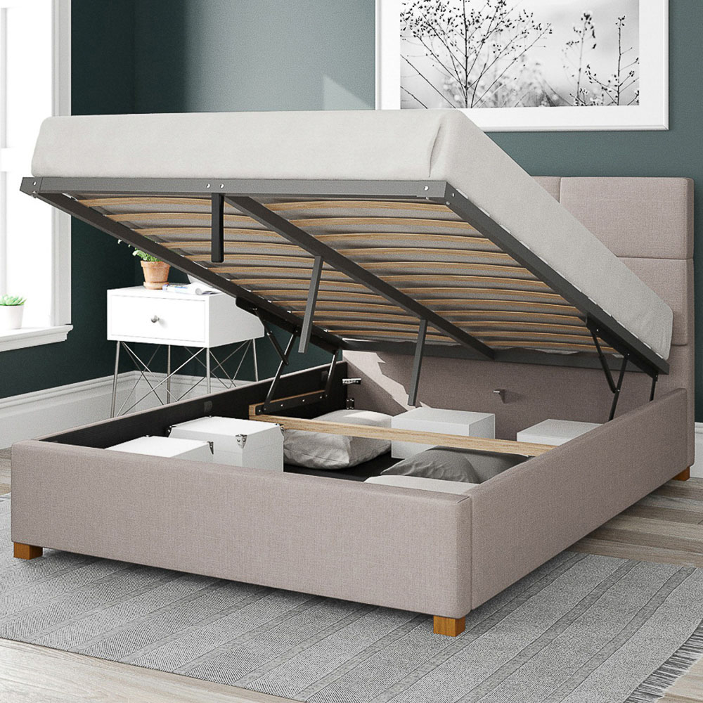 Aspire Caine Double Off White Eire Linen Ottoman Bed Image 2