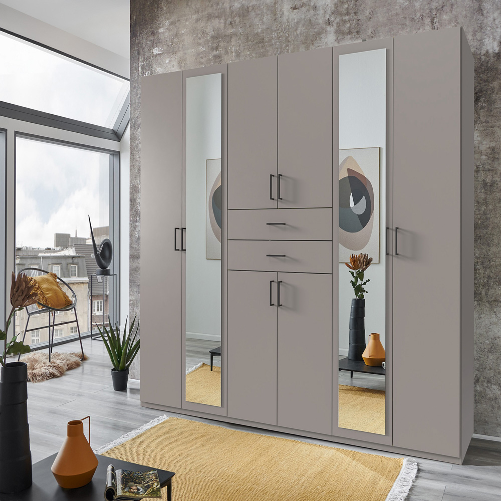 TJ'S Dillingen 8 Door 2 Drawer Grey Wardrobe Image 4