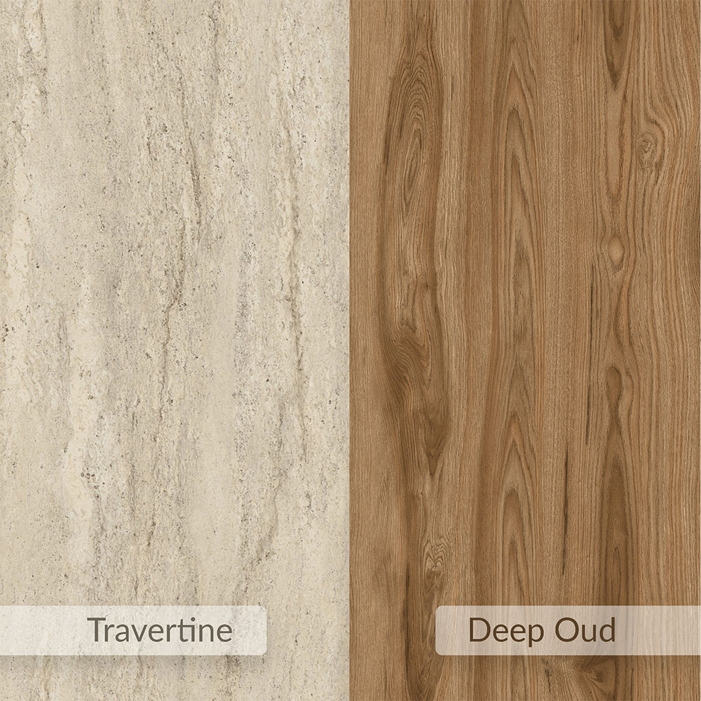 Decortie Norm 3 Door Deep Oud and Travertine TV Stand Image 6