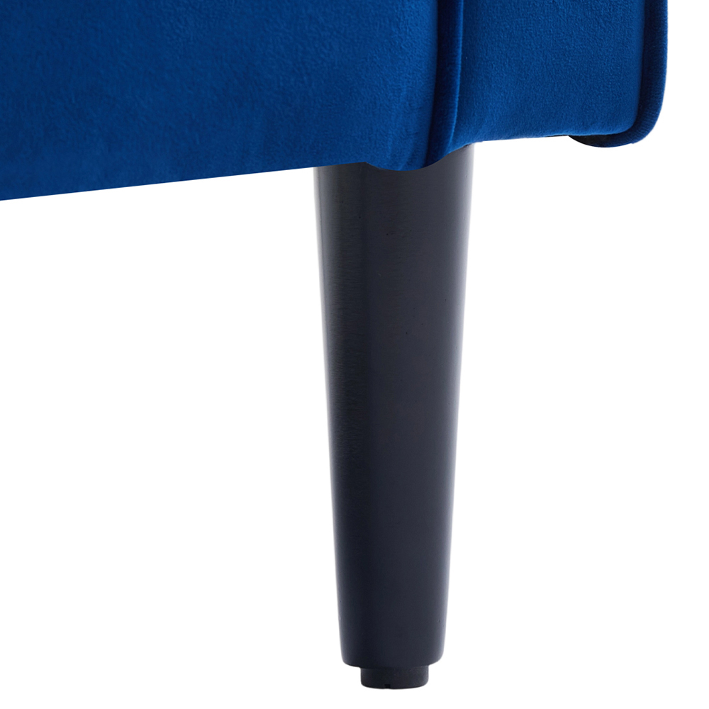 Living and Home Blue Linen Mid-Century Armchair with Armrest Pillows Image 3