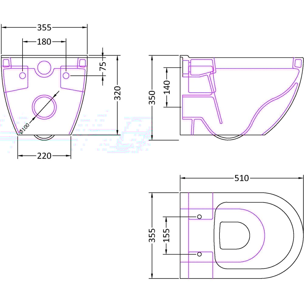 nuie Provost Round Wall Hung Pan 355mm Image 2