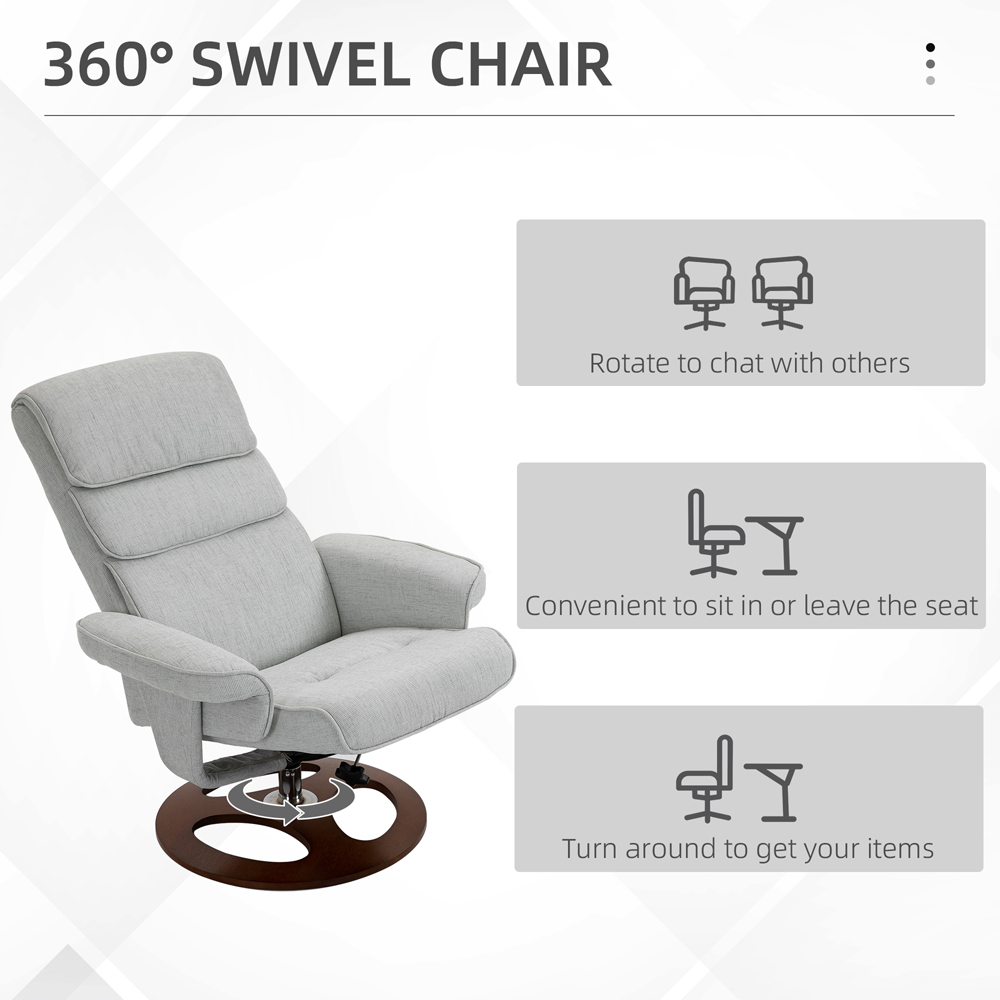 Portland Grey Swivel Manual Recliner Chair Image 5
