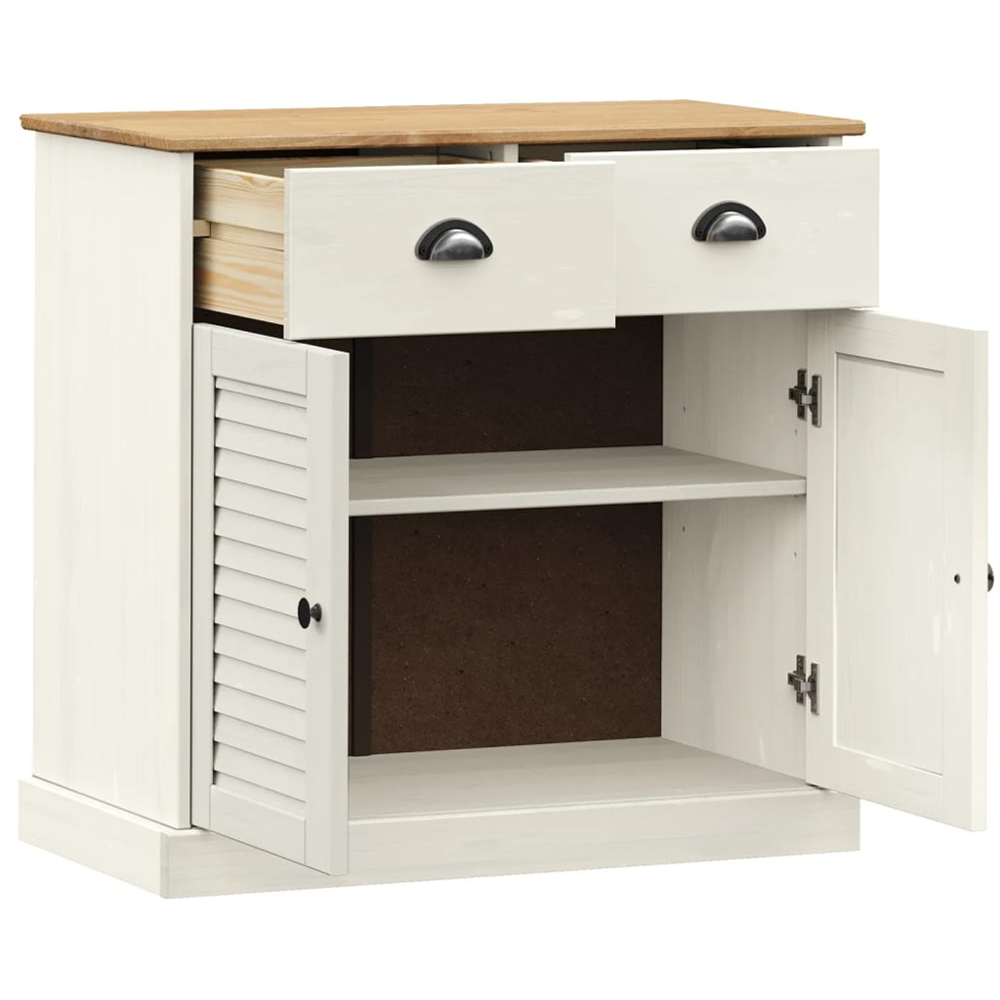 vidaXL 2 Door 2 Drawer White Solid Pine Wood Sideboard Image 4