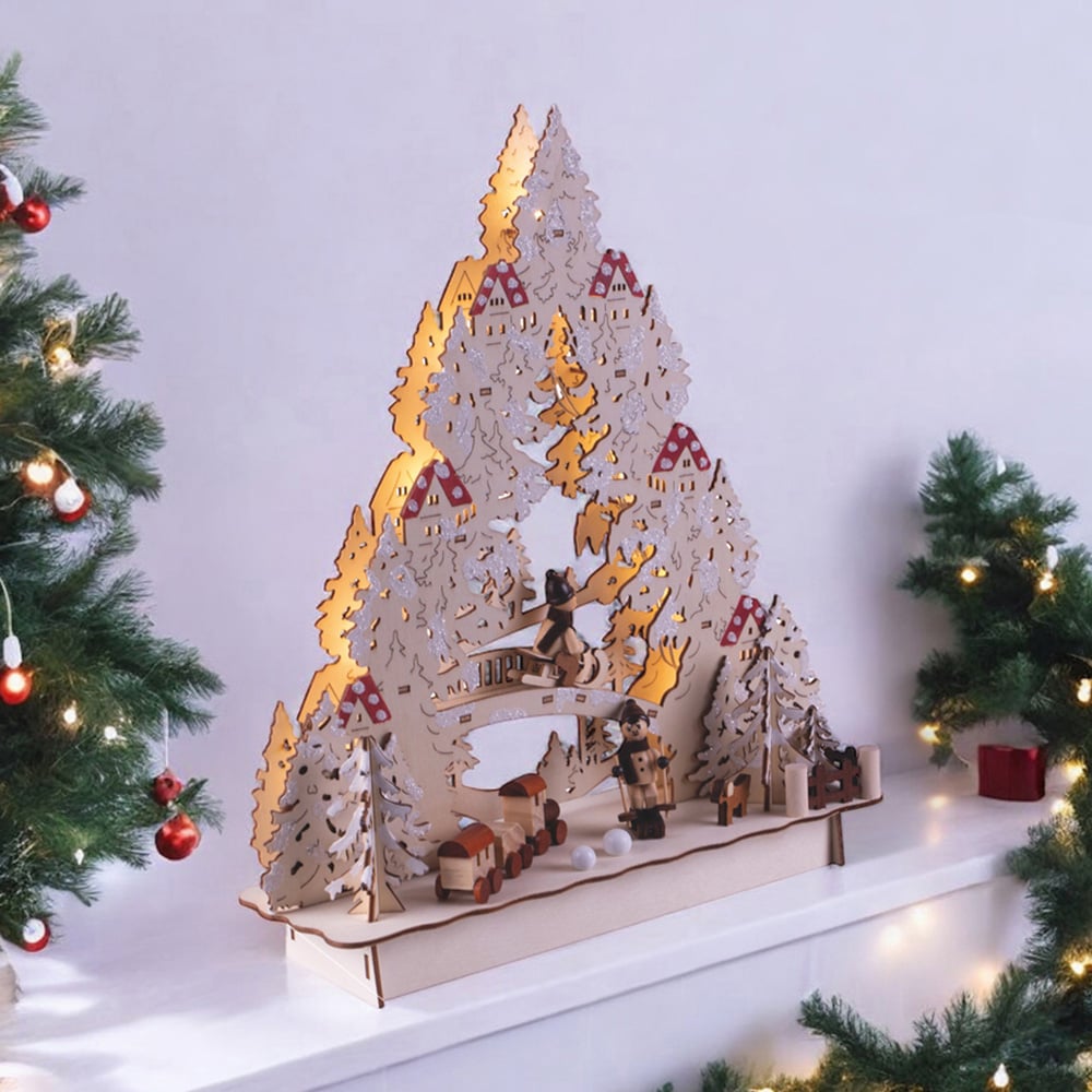 St Helens LED Wooden Xmas Scene Image 2