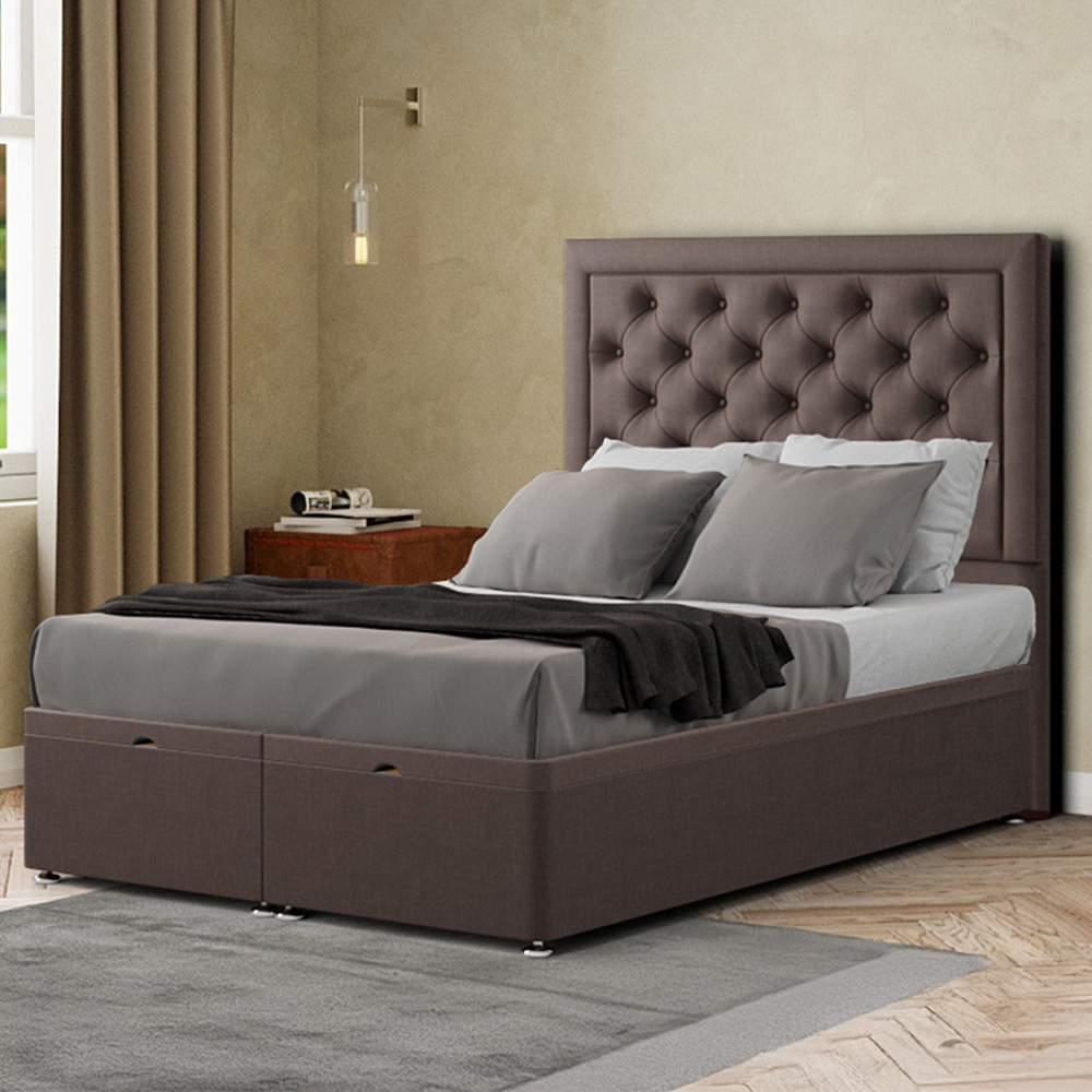 Eleganza Castle Double Slate Malham Weave Ottoman Bed with Floor Standing Headboard Image 1