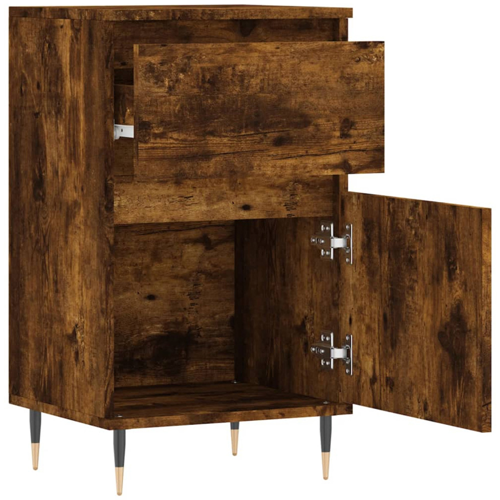 vidaXL Single Door Single Drawer Smoked Oak Sideboard Image 6