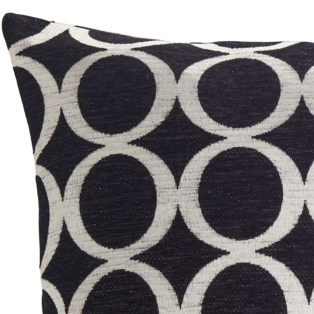Alan Symonds Black Chenille Geometric O Cushion with Polyester Filled Pad 45 x 45cm 4 Pack Image 3