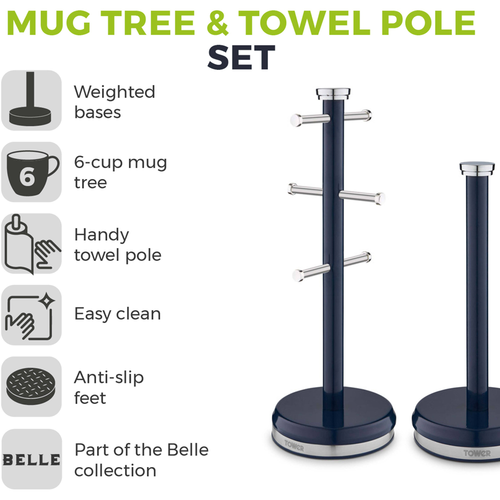 Tower Belle Blue Mug Tree and Towel Pole Set Image 2